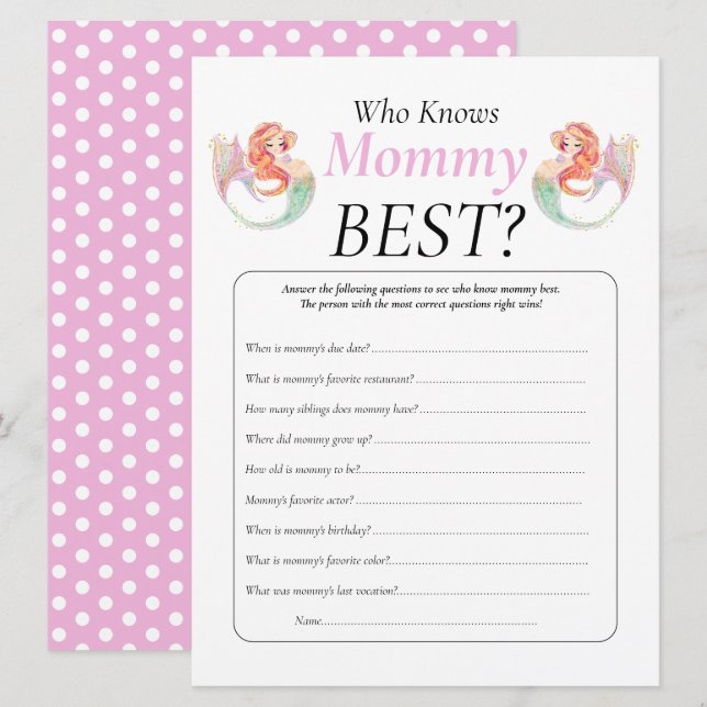 Baby Shower Mermaid Under The Sea Knows Mummy   Invitation (Front/Back)