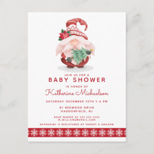 BABY SHOWER   Merry Christmas Plaid Gnome Postcard