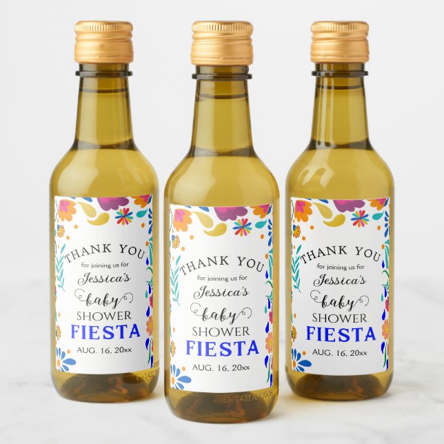 Baby Shower Mexican Fiesta Mini Bottle Wine Label (Bottles)