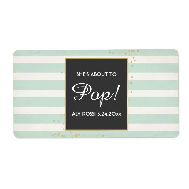 Baby Shower Mini Champagne Label Boy Girl (Front)