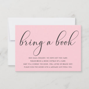 Baby Shower Minimalist Bring a Book Insert Card