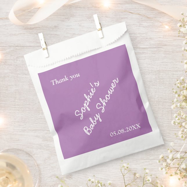 Baby Shower Minimalist Soft Purple Favour Bags (Clipped)