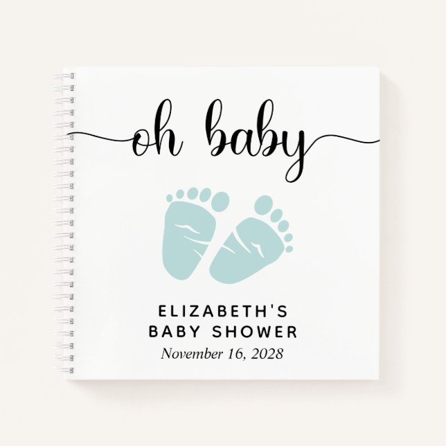 Baby Shower Mint Green Baby Feet Guest Book (Front)