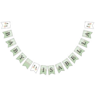 Baby Shower 👶 Mint Green Stripes Bunting Flags