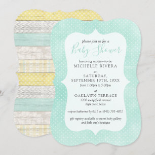 Baby Shower Mint Yellow Rustic Wood Gender Neutral Invitation