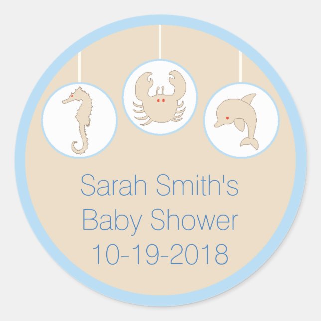 Baby Shower "Mobile/Cream" Stickers 1 1/2" or 3" (Front)
