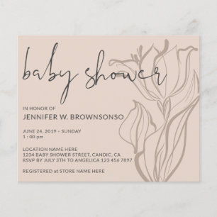 Baby Shower Modern Blush Pink Party Floral Invite Flyer