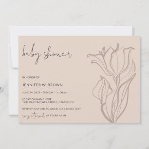 Baby Shower Modern Blush Pink Soft Pastel Floral Invitation