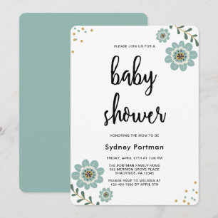 Baby Shower Modern Floral and Confetti Invitation