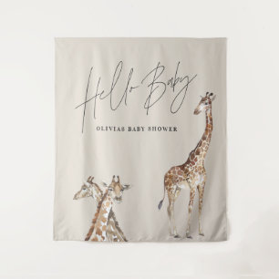 Baby shower modern giraffe elegant typography tape tapestry