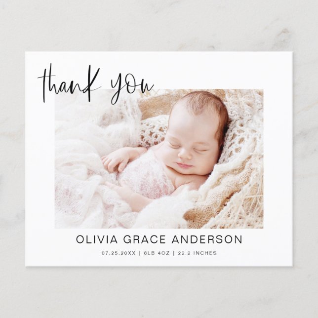 Baby Shower Modern Minimalist Thank You Cards (Front)