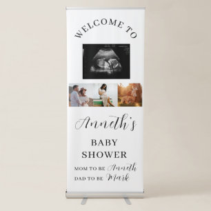 Baby Shower Modern Photo Collage Welcome Retractable Banner