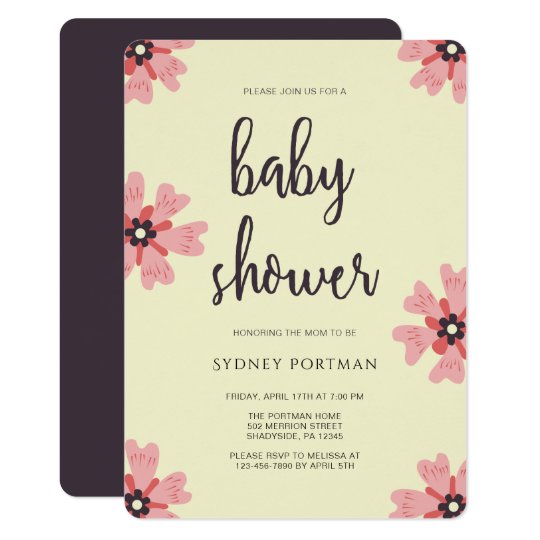 Baby Shower Modern Pretty Floral Card