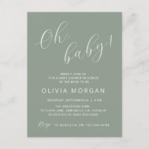 Baby Shower Modern Sage Green Elegant Invitation