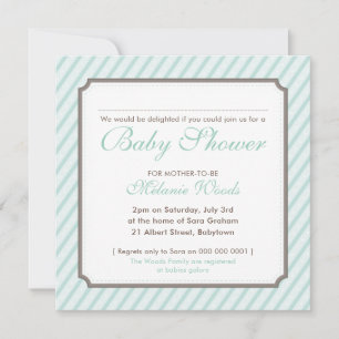 BABY SHOWER modern vintage cute candy stripes mint Invitation