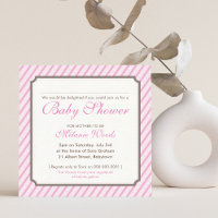 BABY SHOWER modern vintage cute candy stripes pink
