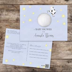 Baby Shower Modern Watercolor Cow Jumped Over Moon Postcard
