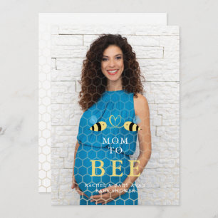 Baby Shower Mom to Bee Quote Bees Couple Photo Invitation