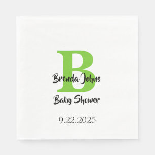 Baby Shower Monogram Name Green Jungle Theme  Napkin