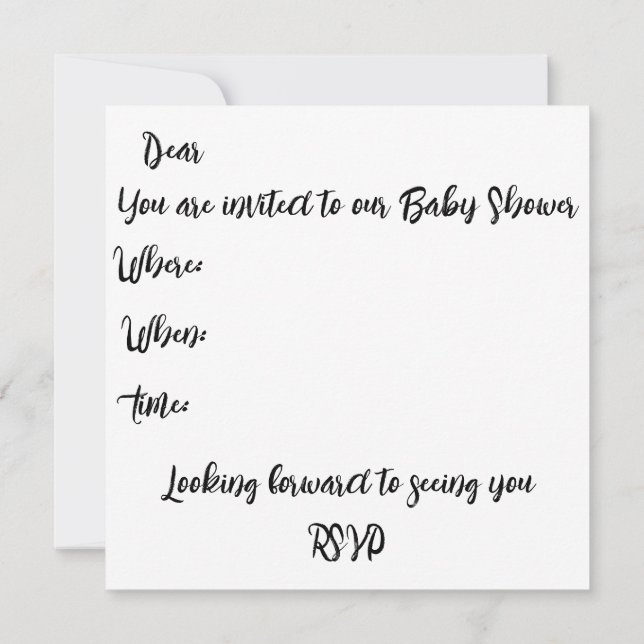 Baby shower monogram name minimal simple  invitation (Back)
