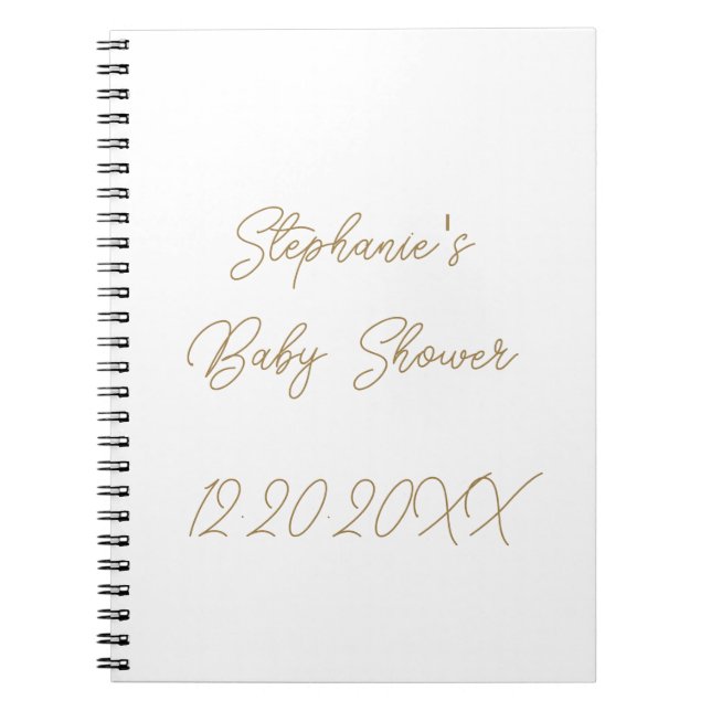 Baby Shower Monograms Elegant Gold Script Guest Notebook (Front)