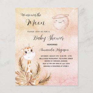 Baby shower moon pampas giraffe budget invitation flyer