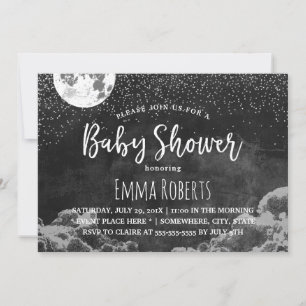Baby Shower Moon & Stars Night Chalkboard Invitation