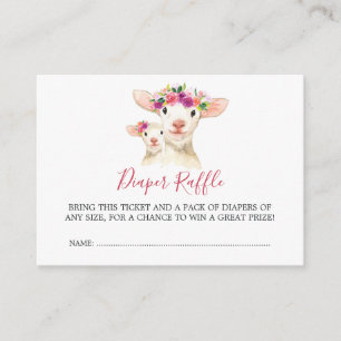 Baby Shower Mum And Baby Lamb Diaper Raffle Enclosure Card
