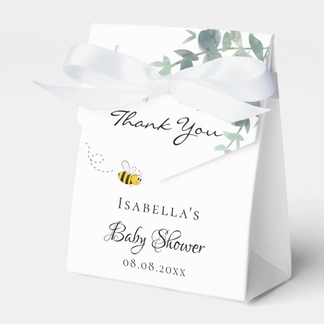Baby shower mum to bee cute eucalyptus thank you favour box (Front Side)