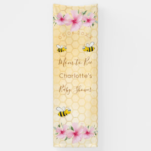 Baby Shower mum to bee pink floral honeycomb Banner