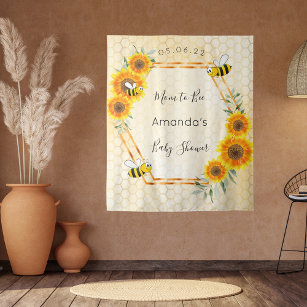 Baby Shower Mum to bee sunflowers bumble bees Tapestry