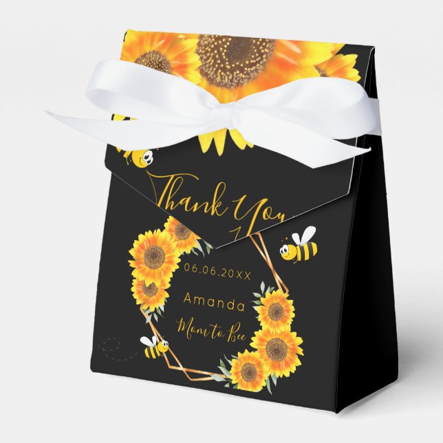 Baby shower mum to bee sunflowers thank you favour box (Front Side)