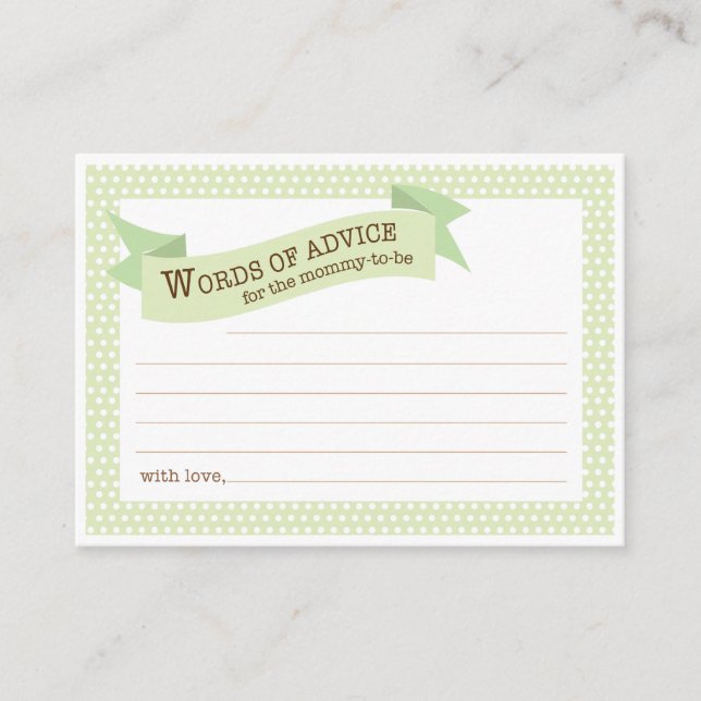 Baby Shower Mummy Advice Card | Green (Front)