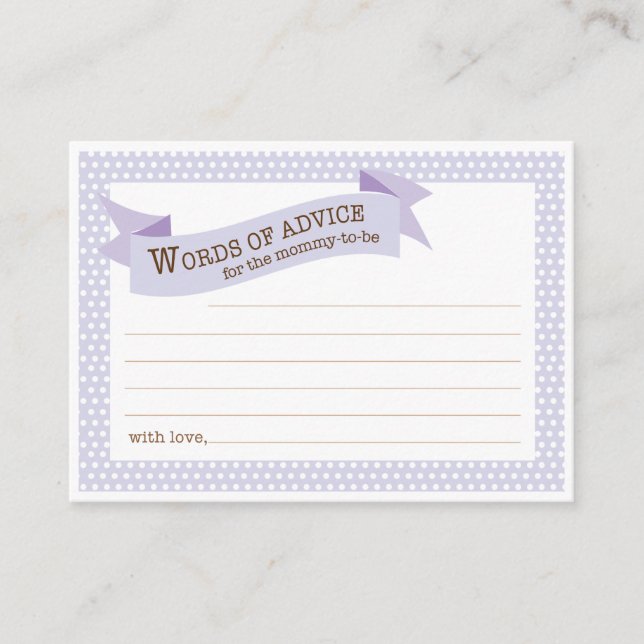 Baby Shower Mummy Advice Card | Purple (Front)