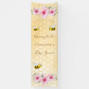 Baby Shower mummy to bee pink yellow honeycomb Banner