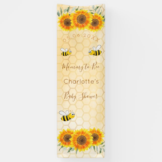 Baby Shower mummy to bee sunflowers honeycomb Banner (Vertical)
