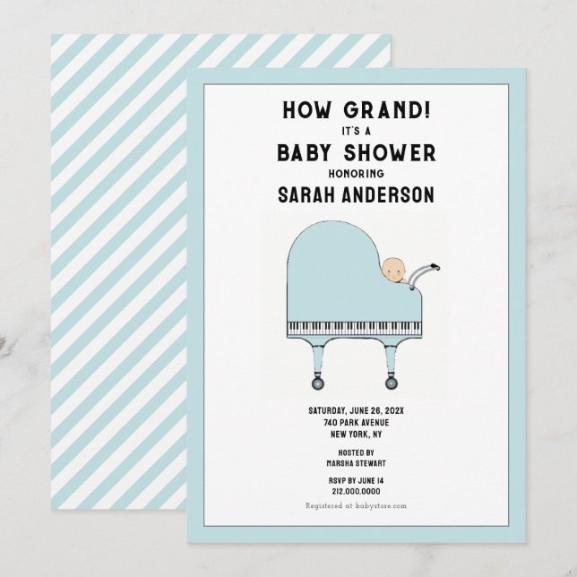 Baby Shower Music Theme Invitation (Front/Back)