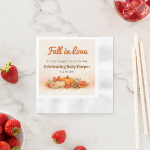 Baby Shower Napkin   Rustic Pumpkin Woodland