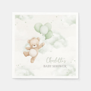 Baby Shower Napkins Bearly Wait Sage Green Balloon