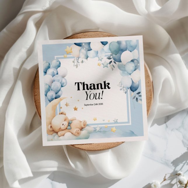 Baby Shower Napkins Blue Bear Balloons (Creator Uploaded)