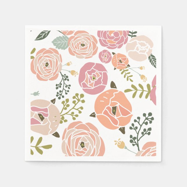 Baby Shower Napkins - Vintage Rose (Front)
