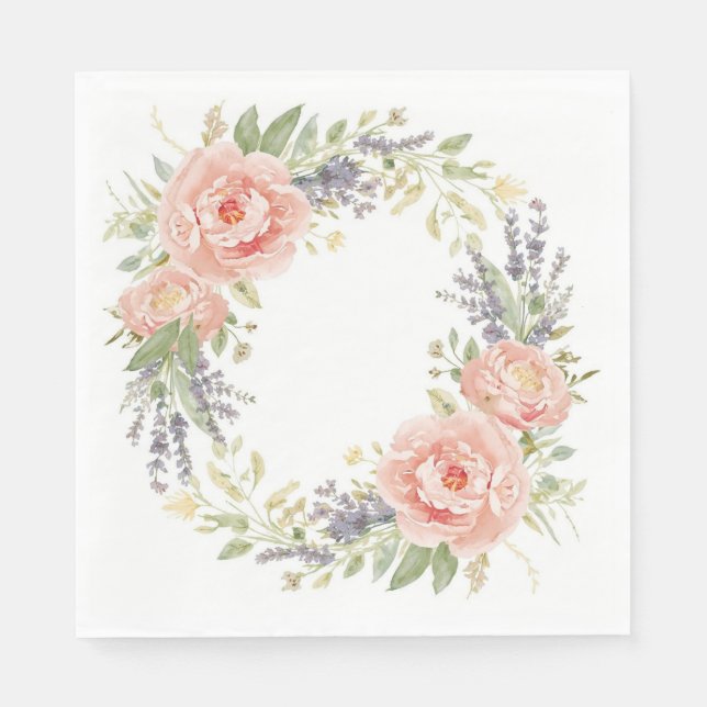 Baby Shower Napkins – Watercolor Floral Baby (Front)