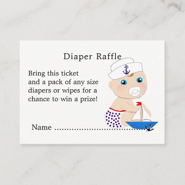 Baby Shower Nautical Boys Cute Sailor Blue Enclosure Card (Front)