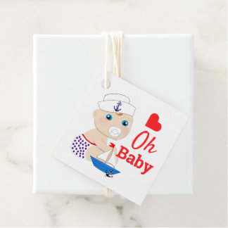 Baby Shower Nautical Boys Cute Sailor Blue Favour Tags