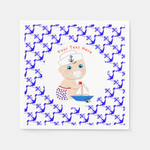 Baby Shower Nautical Boys Cute Sailor Blue Napkin