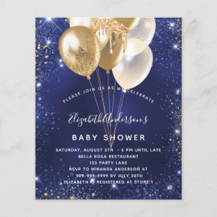Baby Shower navy blue gold balloons budget Flyer