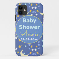 Baby shower navy blue star moon add name year date