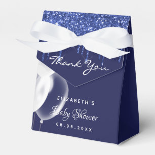 Baby Shower navy blue white balloons thank you Favour Box