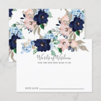 Baby Shower Navy & Blush Words of Wisdom Card