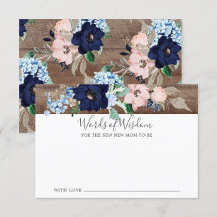 Baby Shower Navy & Blush Words of Wisdom Card